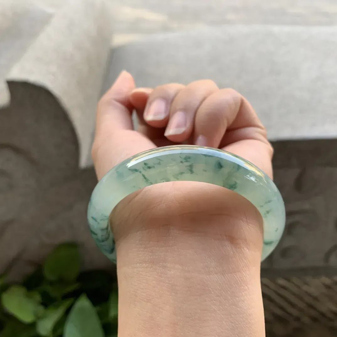 圈口55.4-12.4-7.8【冰飘花正圈手镯】正圈55 56可戴