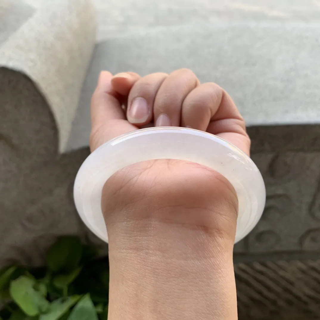 圈口 55.7-11.1【高冰白圆条手镯】圆条55 56可戴