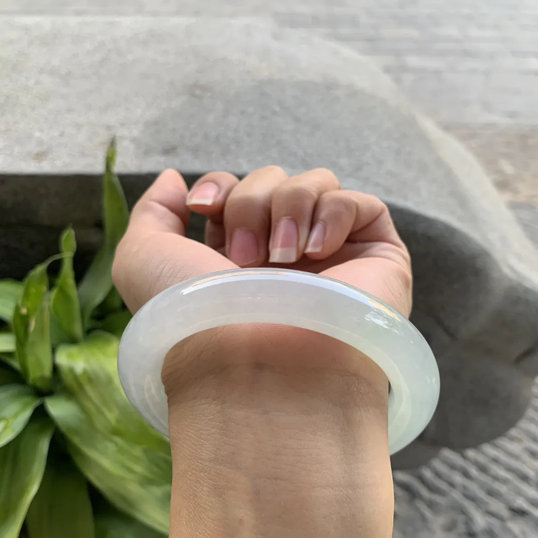 圈口57.7-11.8 【冰种晴水圆条手镯】圆条57 58可戴