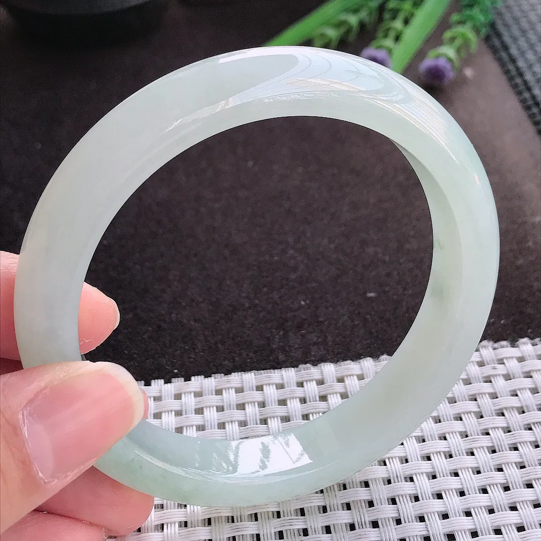 实拍翡翠A货62.5/12.6/8.9大圈口老坑冰胶果冻冰晴手镯宽边翡翠玉镯女款