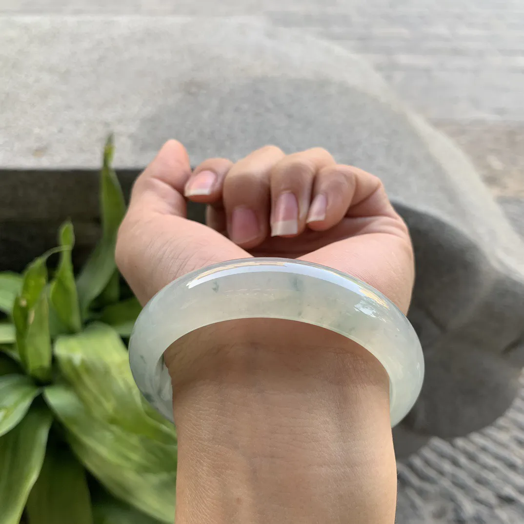 圈口56.7-14.8-8.1【冰种飘花正圈手镯】正圈56 57可戴