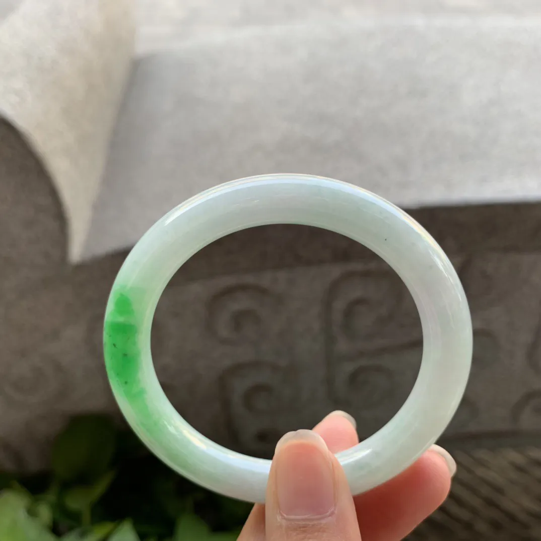 小圈口51.4-8.7 【飘阳绿圆条手镯】圆条51 52可戴
