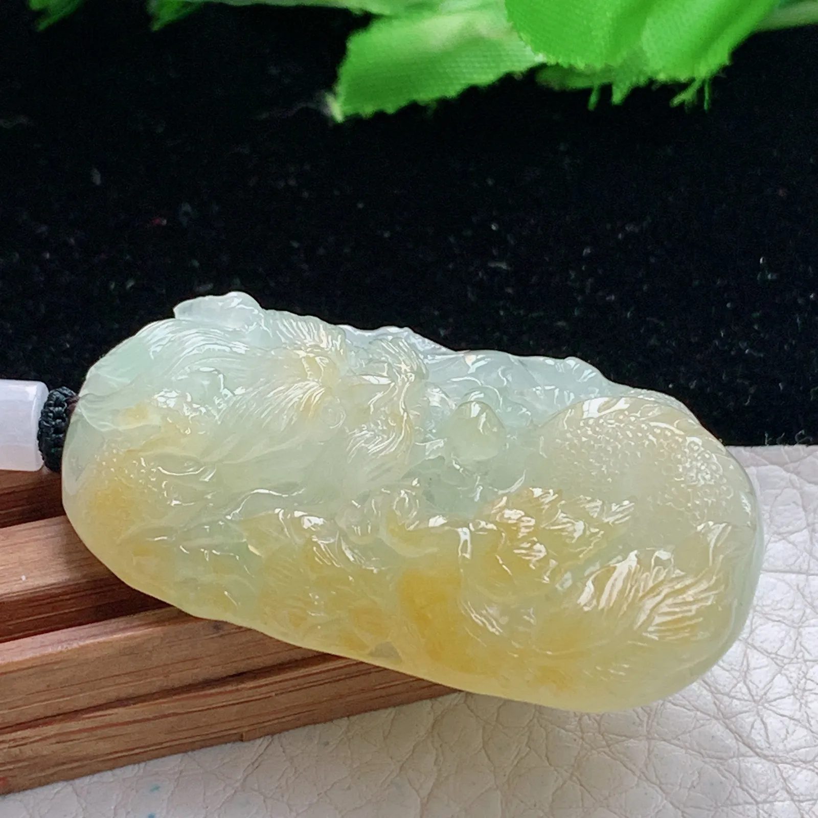 cys实拍48*29.3*10.5缅甸翡翠精雕冰双彩霸气龙牌 龙行天下玉吊坠