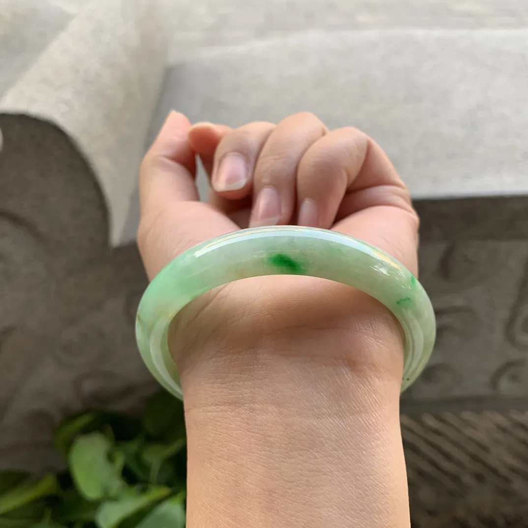 圈口56.8-10.8-7.6 【黄加绿正圈手镯】正圈56 57可戴