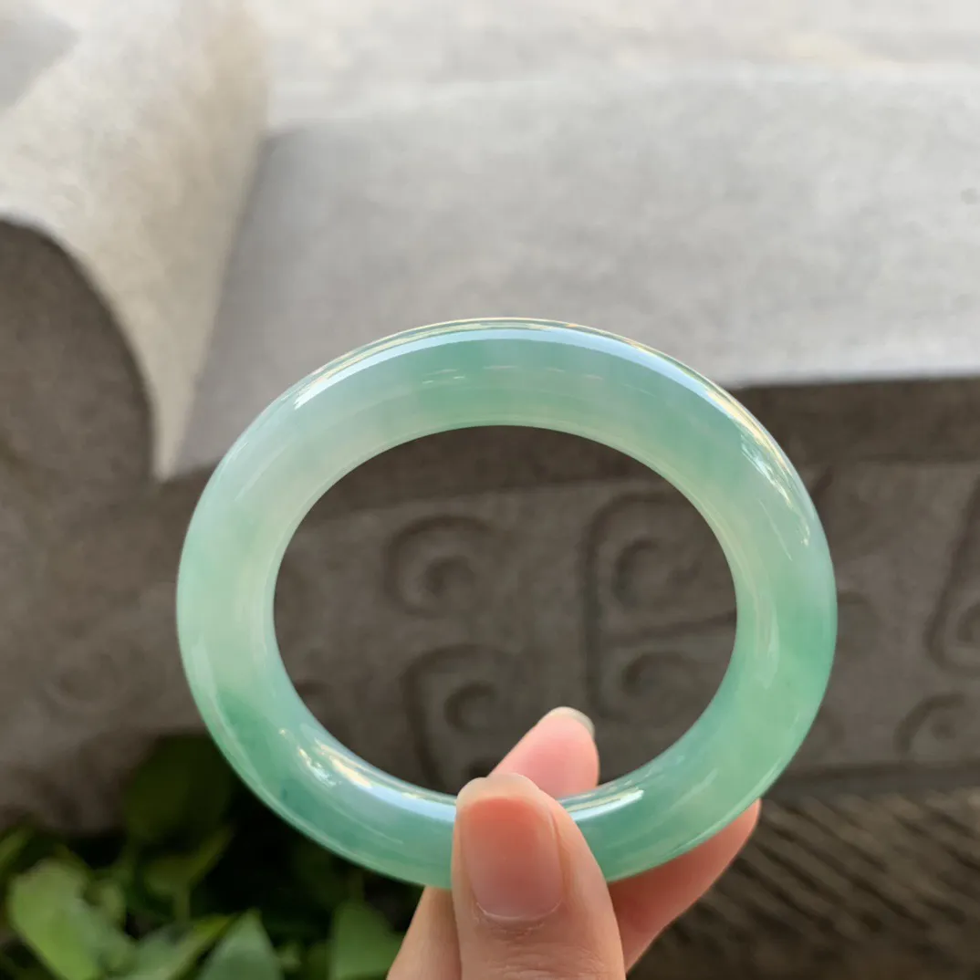 小圈口 51-11【冰蓝绿圆条手镯】圆条51 52可戴