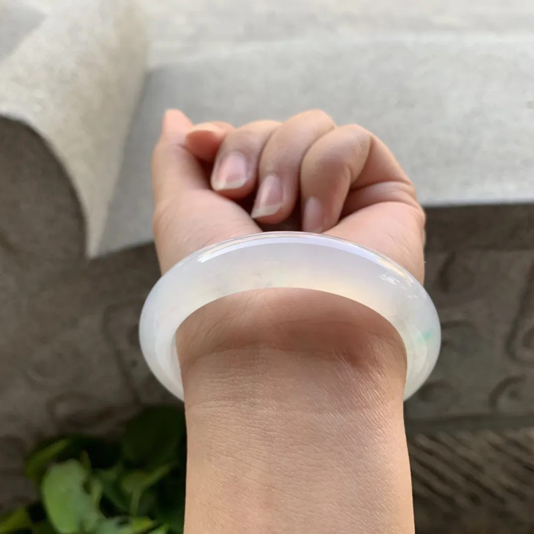 小圈口53.7-11.6-8.3 【冰种白正圈手镯】正圈53 54可戴