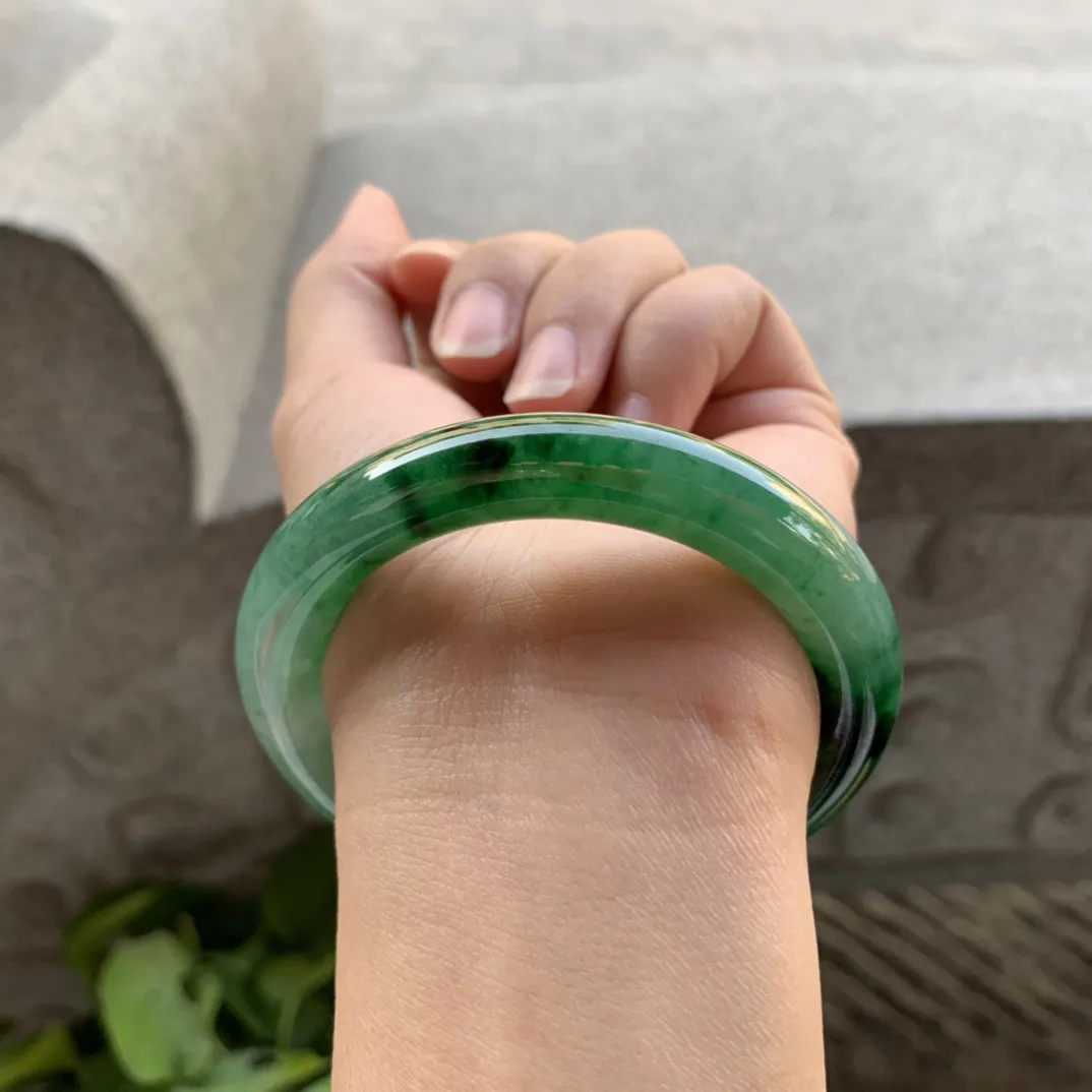 小圈口53.7-10.6 【辣绿圆条手镯】圆条53 54可戴