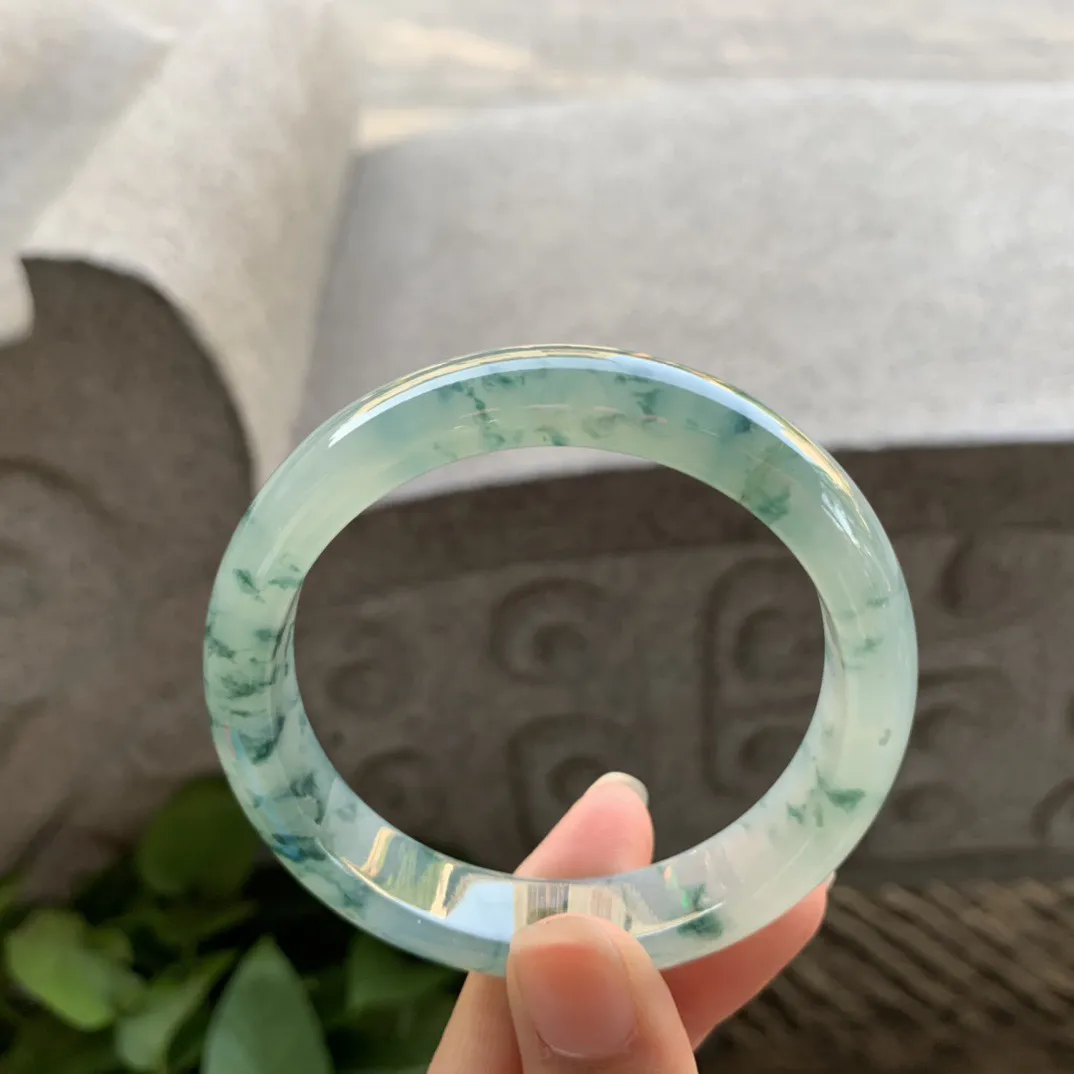 圈口55.4-12.4-7.8【冰飘花正圈手镯】正圈55 56可戴