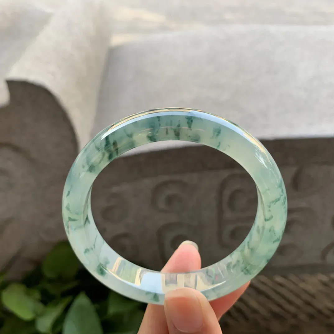 圈口55.4-12.4-7.8【冰飘花正圈手镯】正圈55 56可戴