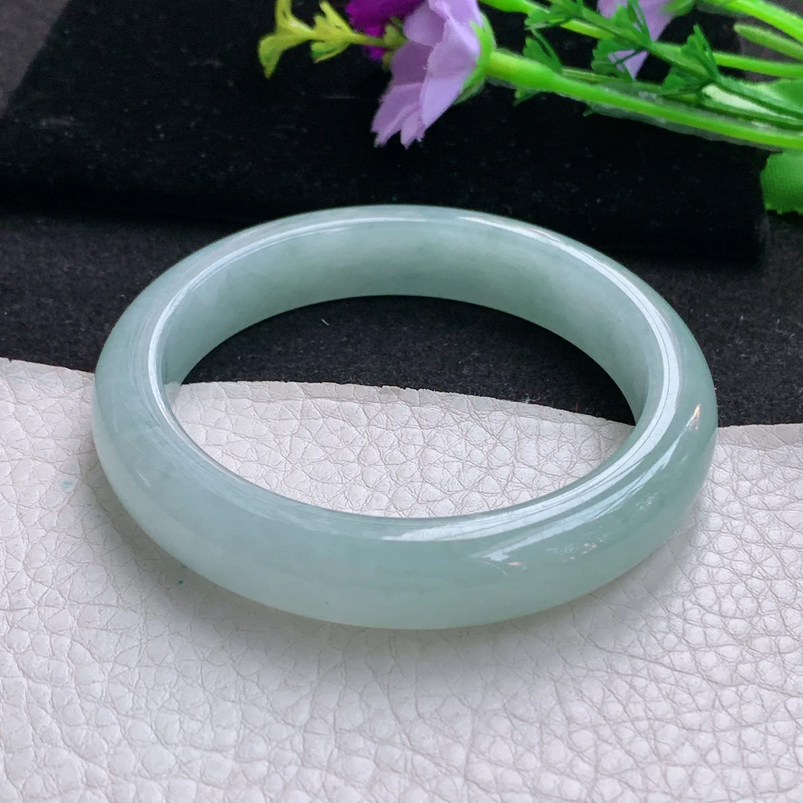 nr实拍57.5*12.3*8.6平安镯 天然缅甸翡翠冰晴蓝韵玉手镯宽边玉手环