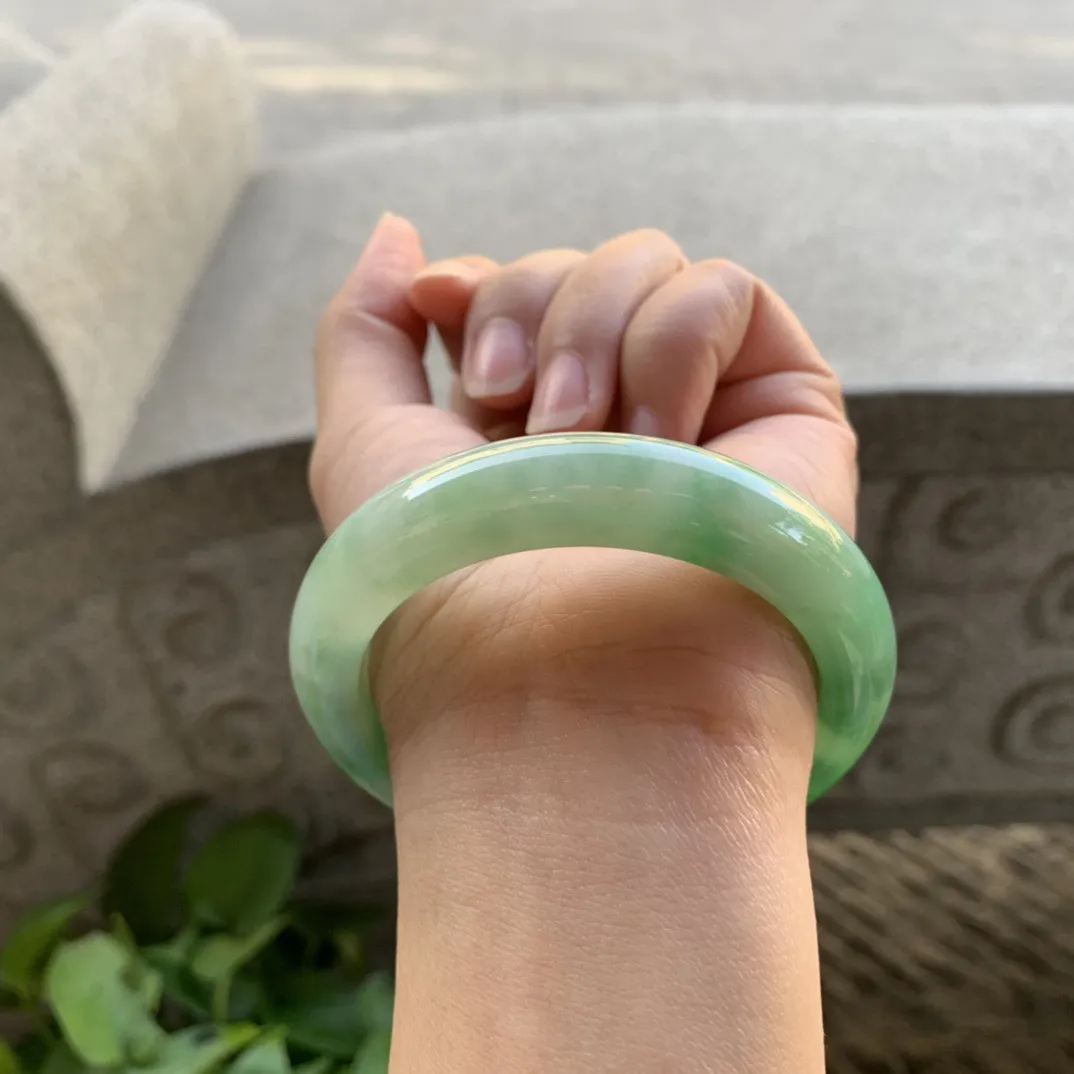 圈口55-12.7-9.3 【芙蓉绿正圈手镯】正圈55 56可戴