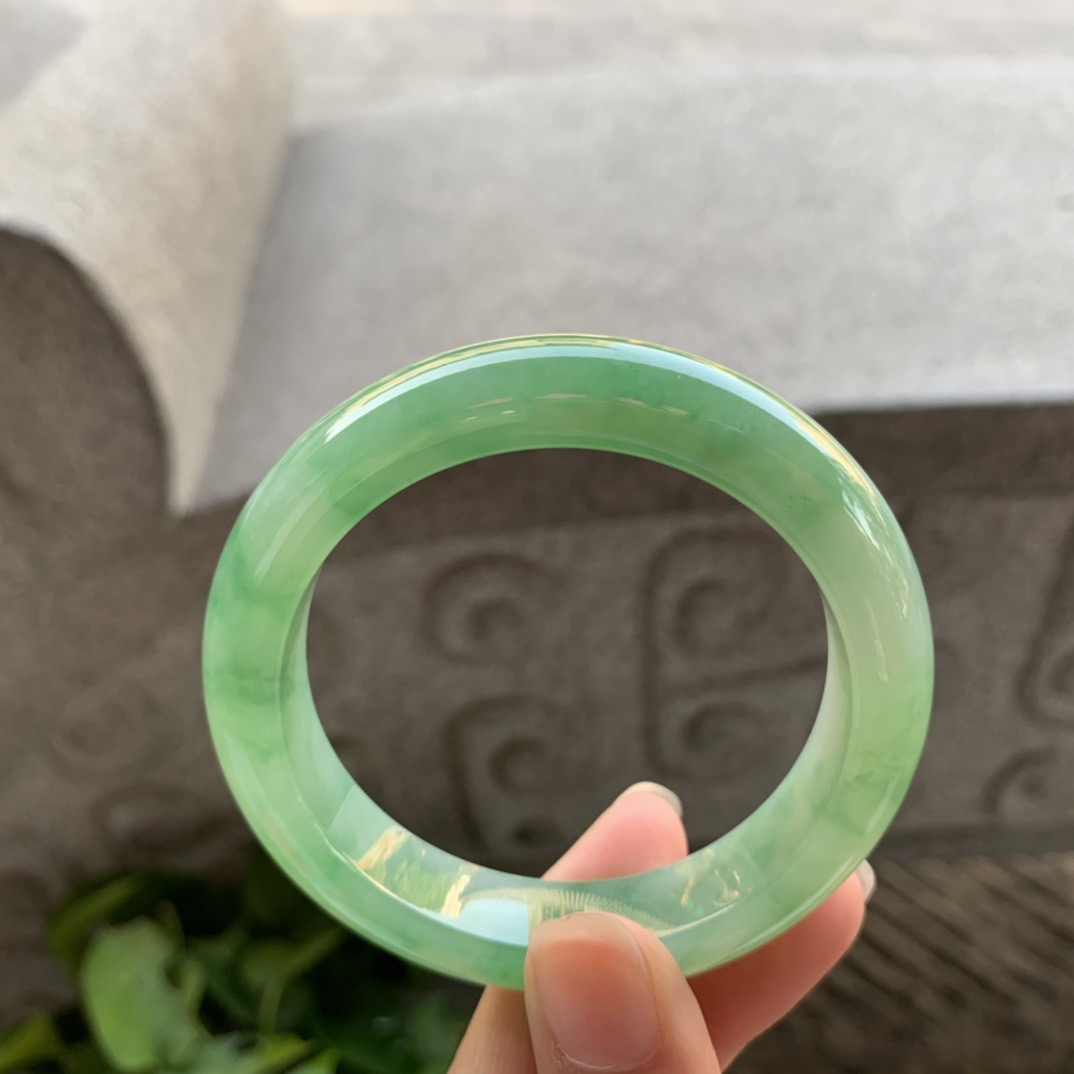 小圈口51.6-11.8-8.7 【冰芙蓉绿正圈手镯】正圈51 52可戴