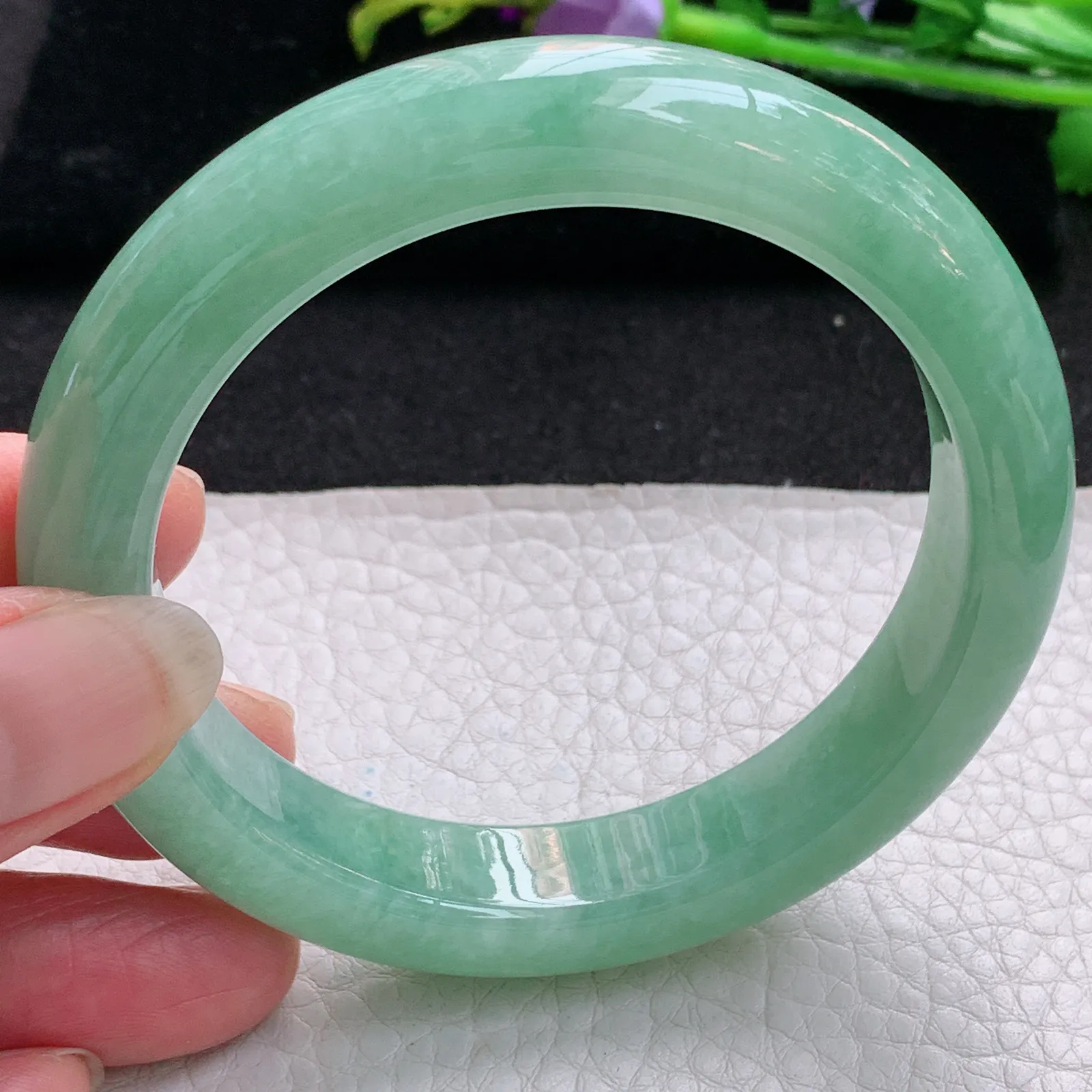 nr实拍57.5*12.5*9平安镯 天然缅甸翡翠满绿玉手镯厚装宽边玉手环