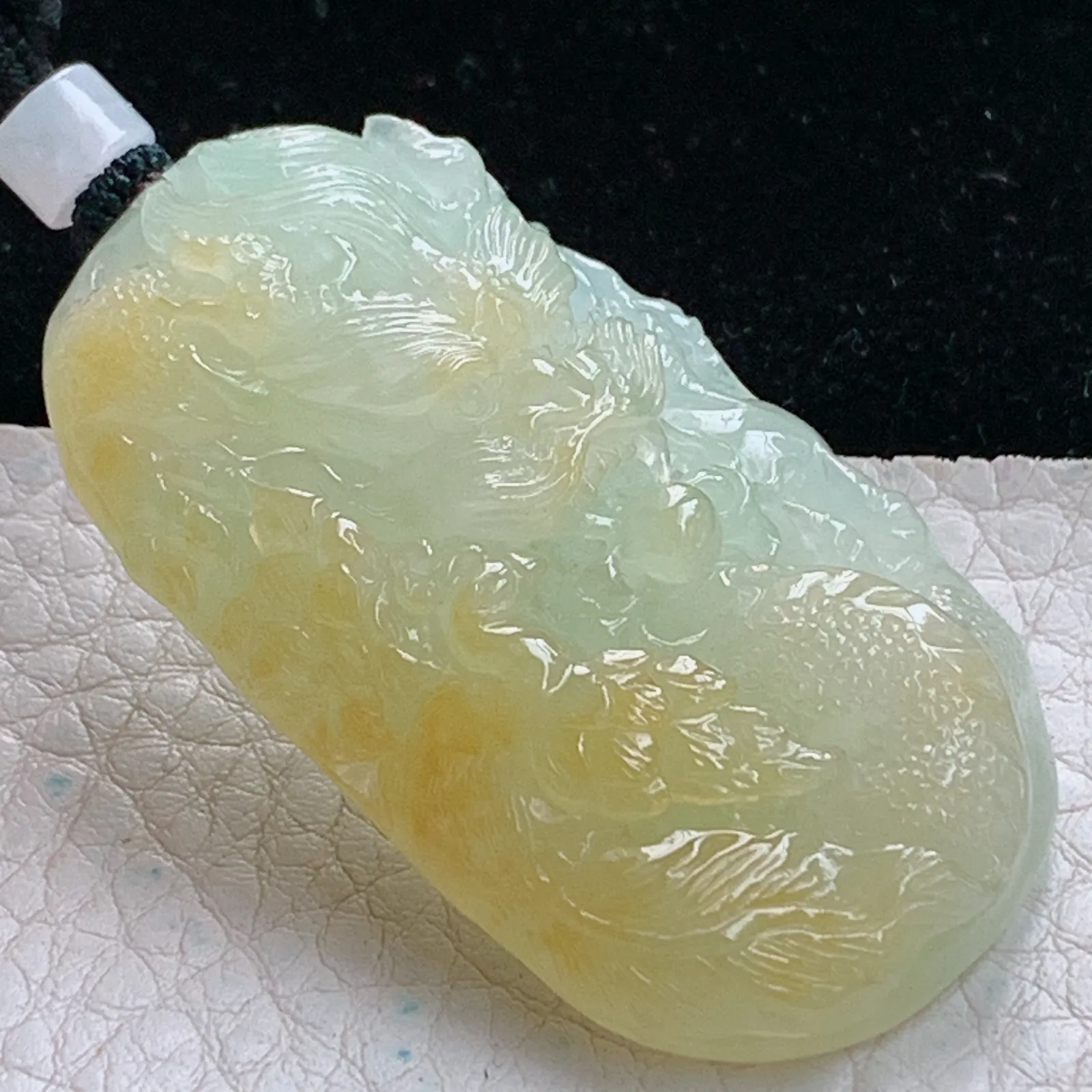 cys实拍48*29.3*10.5缅甸翡翠精雕冰双彩霸气龙牌 龙行天下玉吊坠