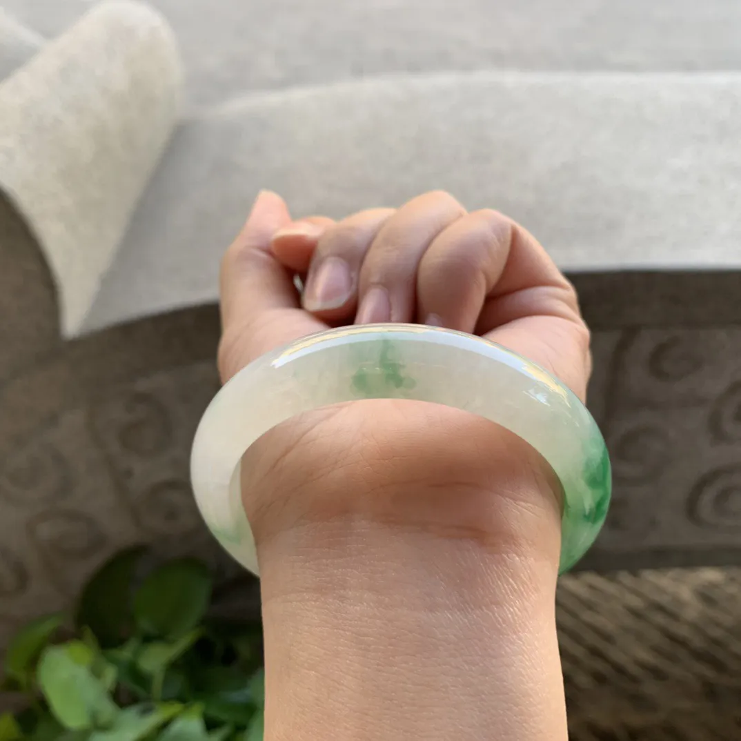 圈口56.6-12.9-7.9 【冰飘绿正圈手镯】正圈56 57可戴
