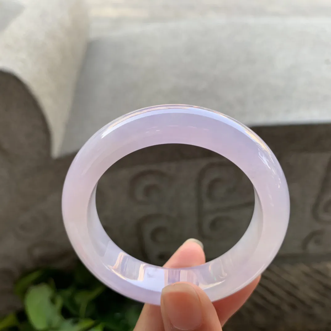 小圈口50.7-13.6-9.1【冰种粉紫正圈手镯】正圈50 51可戴