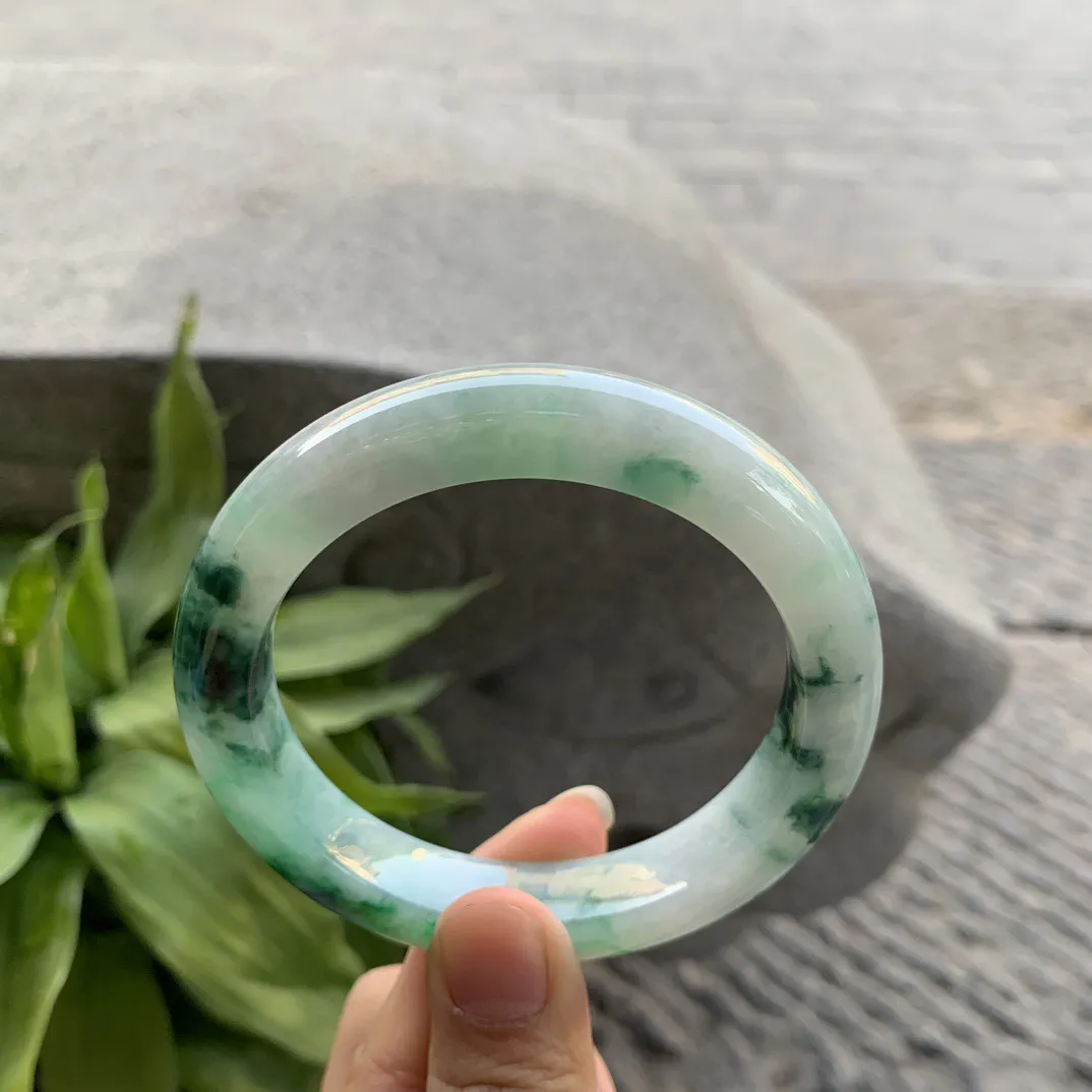 大圈口59.8-11.8-9.9 【辣绿花正圈手镯】正圈59 60可戴