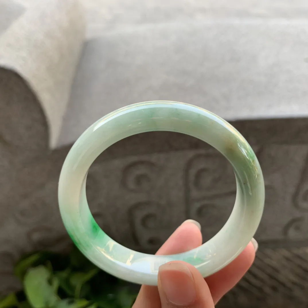 小圈口51.8-11.6-8【飘绿正圈手镯】正圈51 52可戴