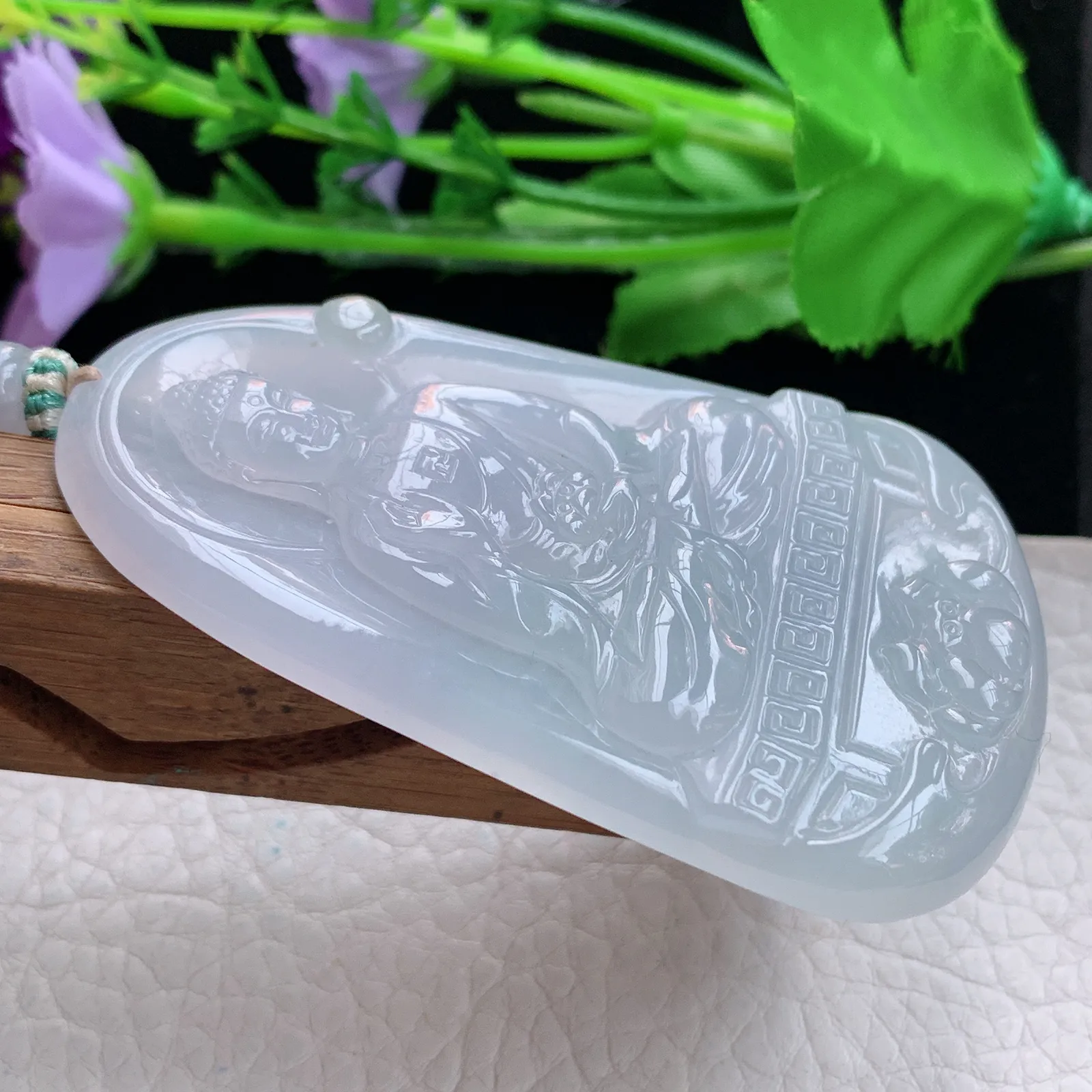 cys实拍68*42*6缅甸翡翠精雕冰胶纯美大日如来佛祖玉吊坠