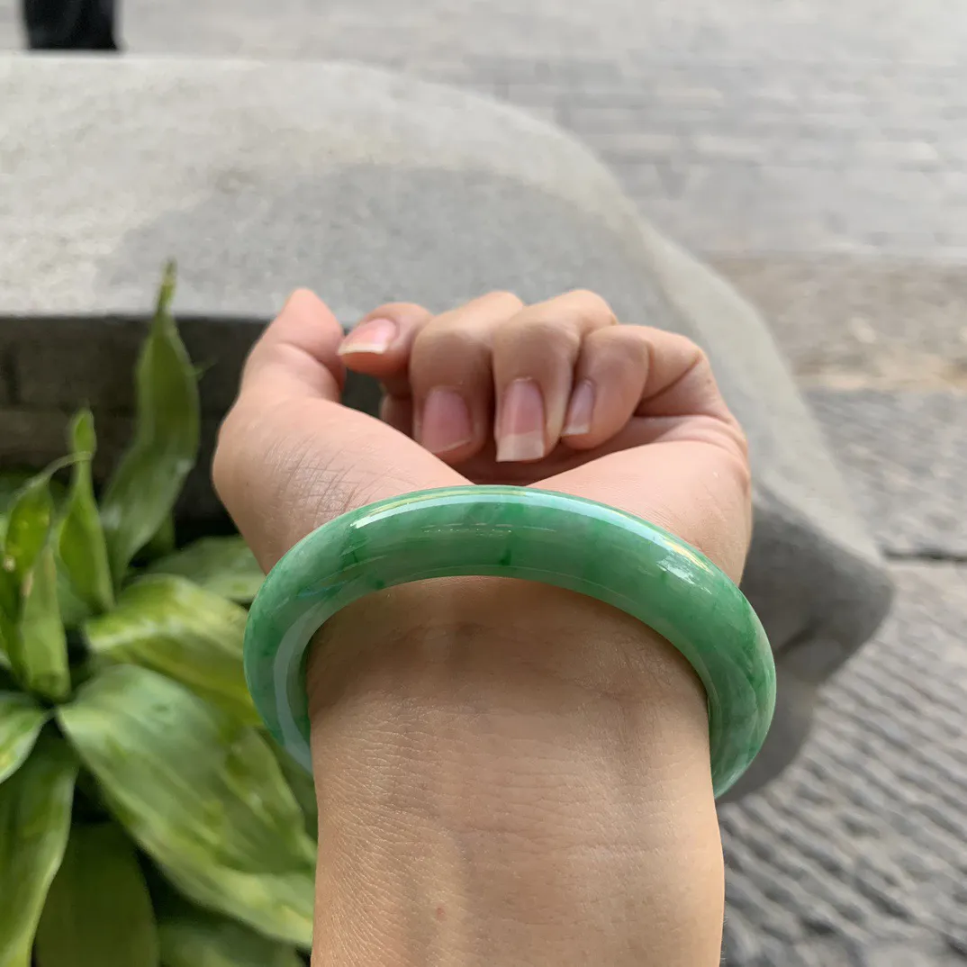 圈口54.5-10.3-8.7【满绿正圈手镯】正圈54 55可戴