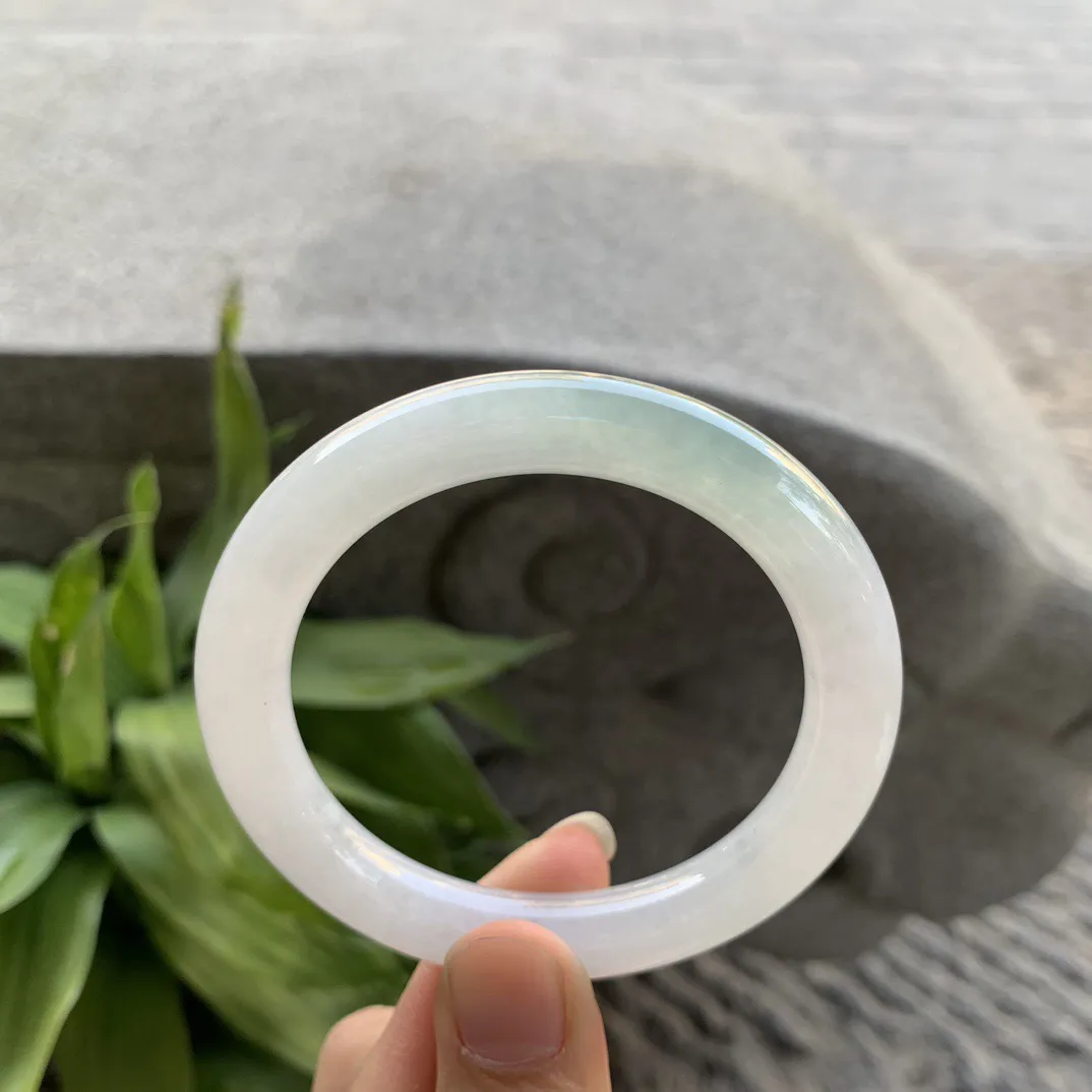 圈口54.5-9.5 【冰晴绿圆条手镯】圆条54 55可戴