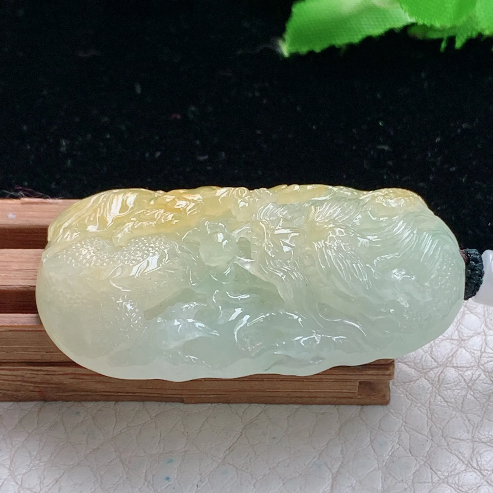 cys实拍48*29.3*10.5缅甸翡翠精雕冰双彩霸气龙牌 龙行天下玉吊坠