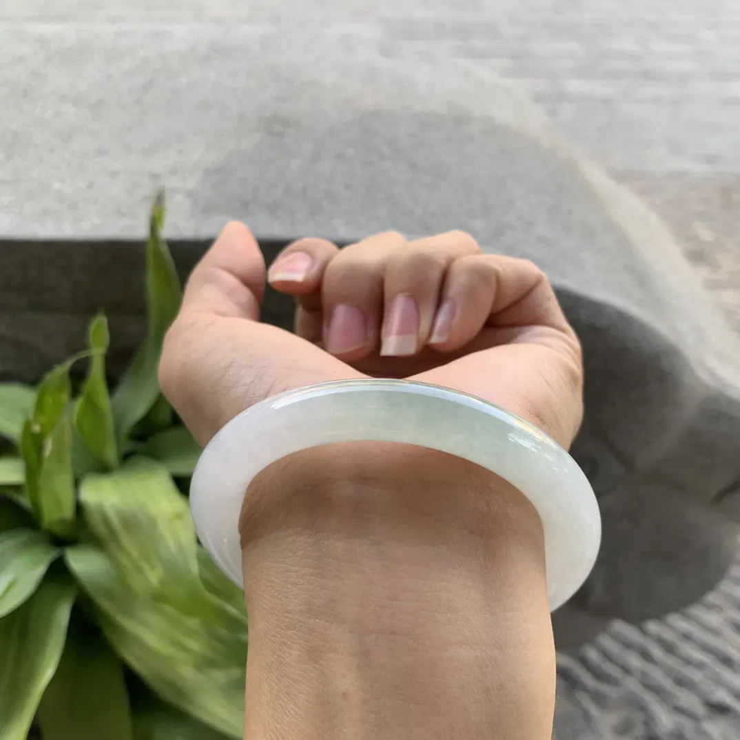 圈口54.5-9.5 【冰晴绿圆条手镯】圆条54 55可戴