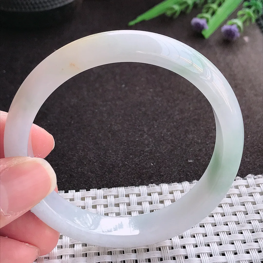 实拍翡翠A货58.5/11.9/7.6老坑温润飘黄翡手镯宽边翡翠玉镯女款百搭