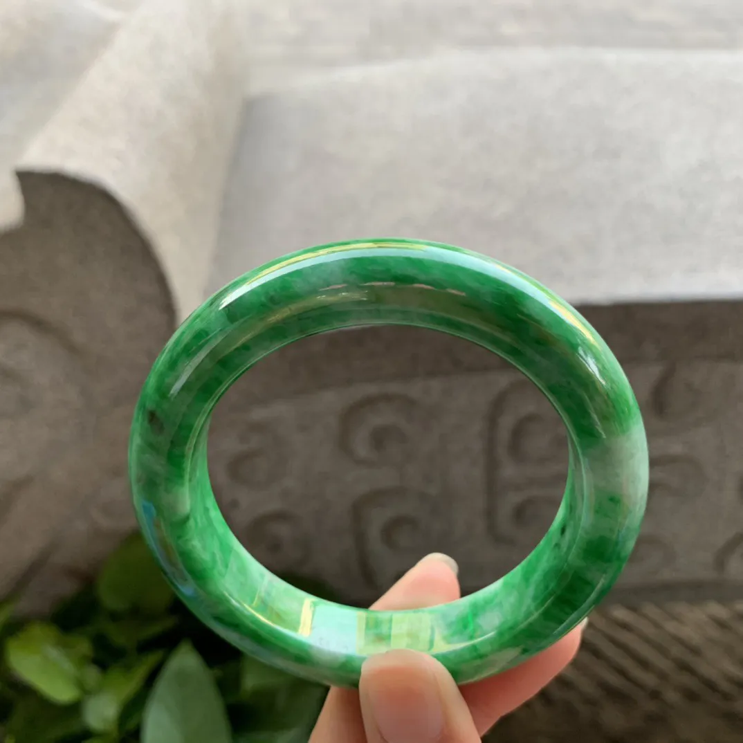 圈口 56.4-13.6-10【满绿正圈手镯】正圈56 57可戴