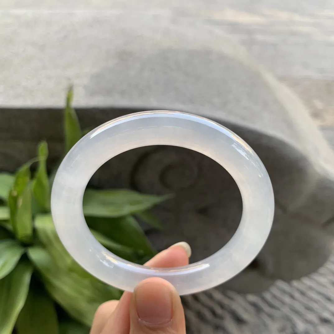 小圈口51.5-9.8 【高冰白圆条手镯】圆条51 52可戴