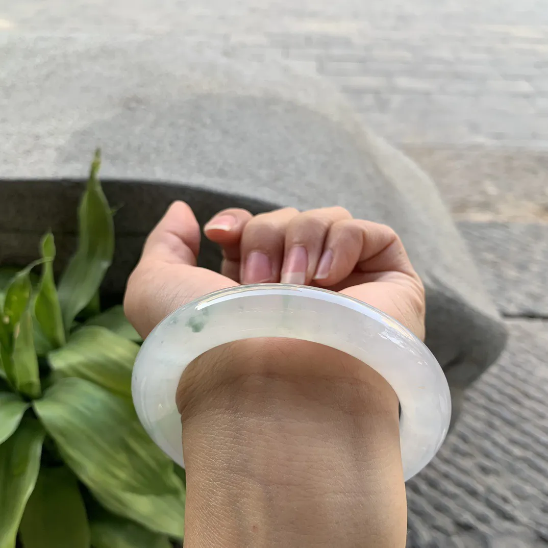 圈口57.3-11.5 【高冰飘花圆条手镯】圆条57 58可戴