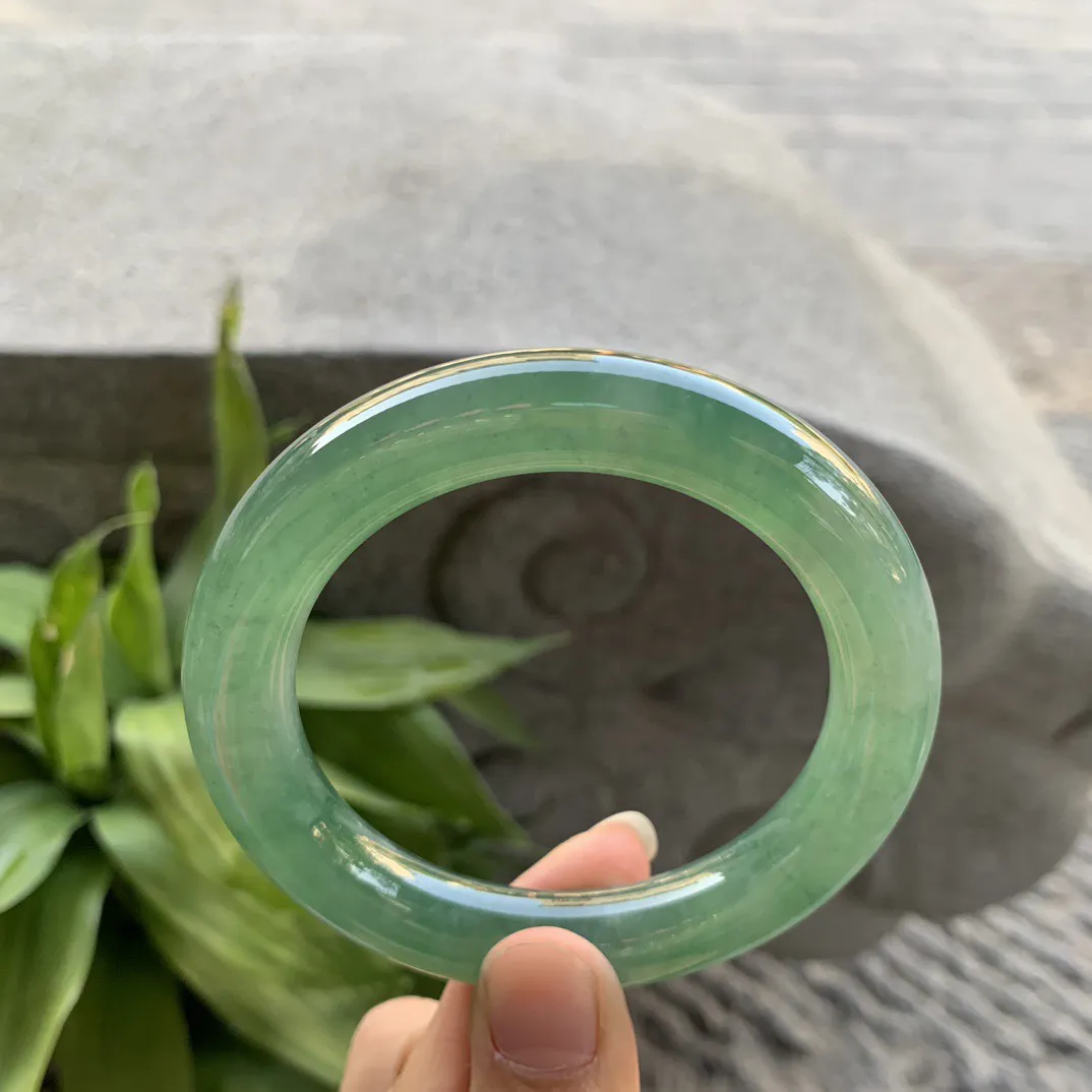 圈口56.8-11.5 【冰种芙蓉绿圆条手镯】圆条56 57可戴