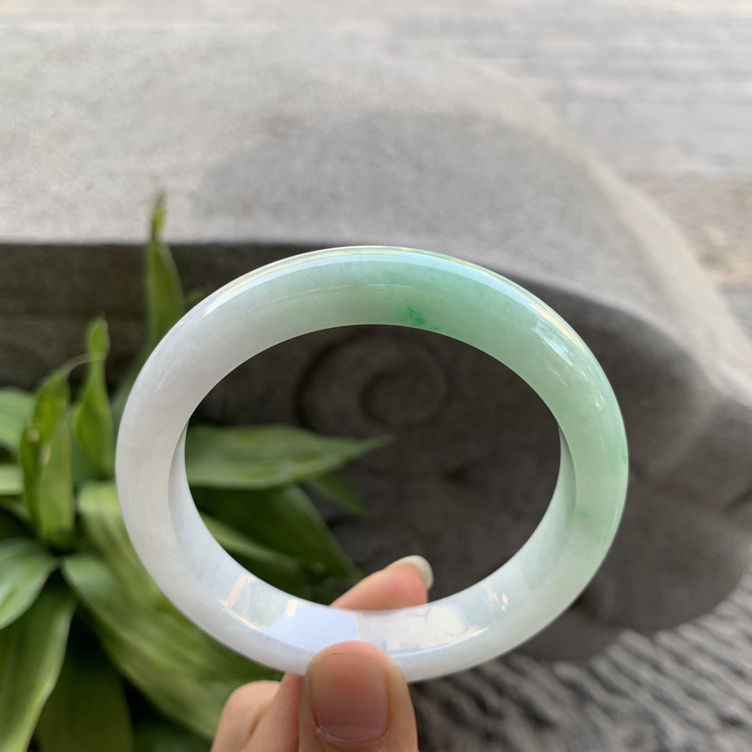 大圈口58.6-11.8-8.8 【白底青正圈手镯】正圈58 59可戴