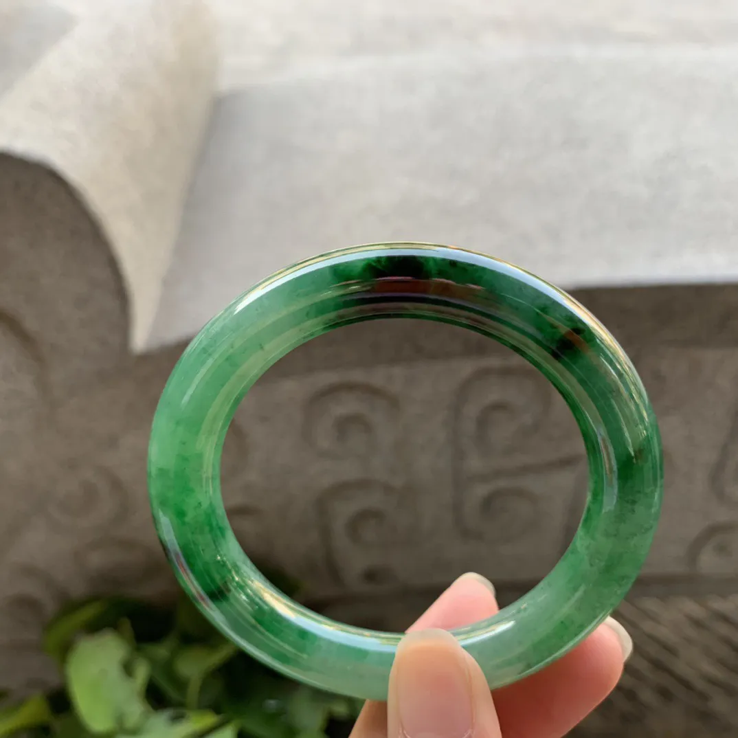 小圈口53.7-10.6 【辣绿圆条手镯】圆条53 54可戴