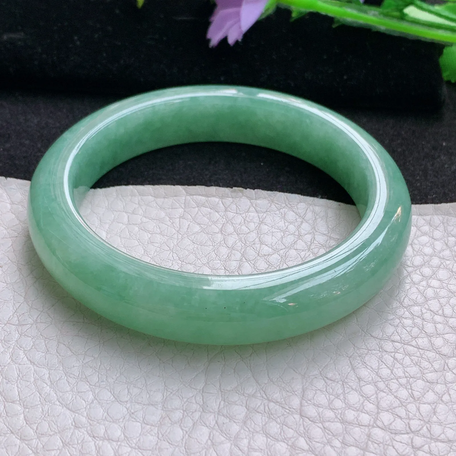 nr实拍57.5*12.5*9平安镯 天然缅甸翡翠满绿玉手镯厚装宽边玉手环