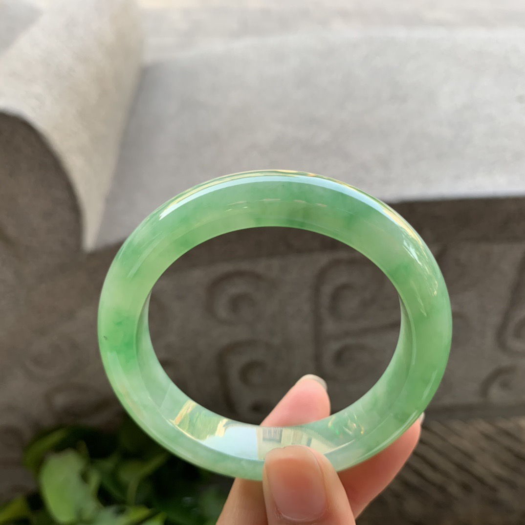 小圈口51.6-11.8-8.7 【冰芙蓉绿正圈手镯】正圈51 52可戴