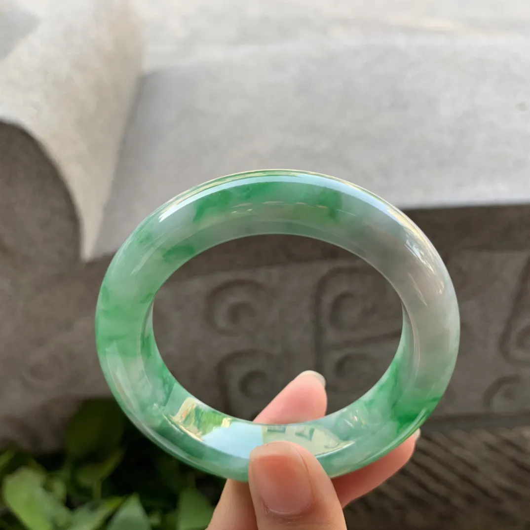 小圈口52.3-13.5-9.9 【芙蓉绿正圈手镯】正圈52 53可戴