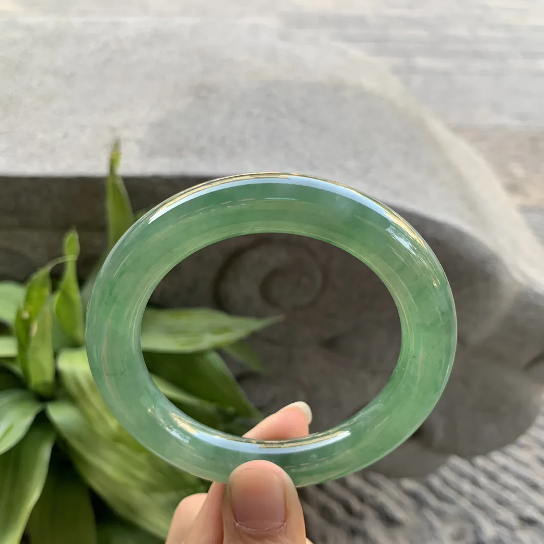 圈口56.8-11.5 【冰种芙蓉绿圆条手镯】圆条56 57可戴