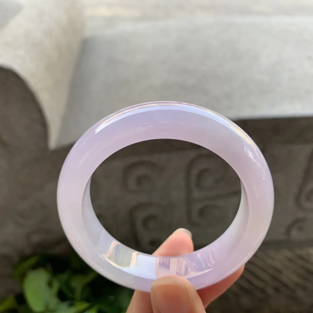 小圈口50.7-13.6-9.1【冰种粉紫正圈手镯】正圈50 51可戴