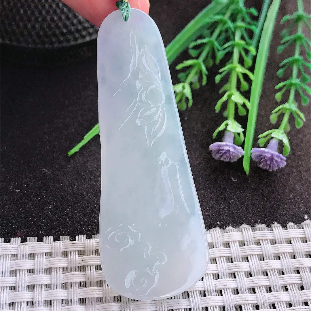 实拍A货翡翠69.2/26/6老坑冰胶水灵文殊菩萨吊坠翡翠挂件