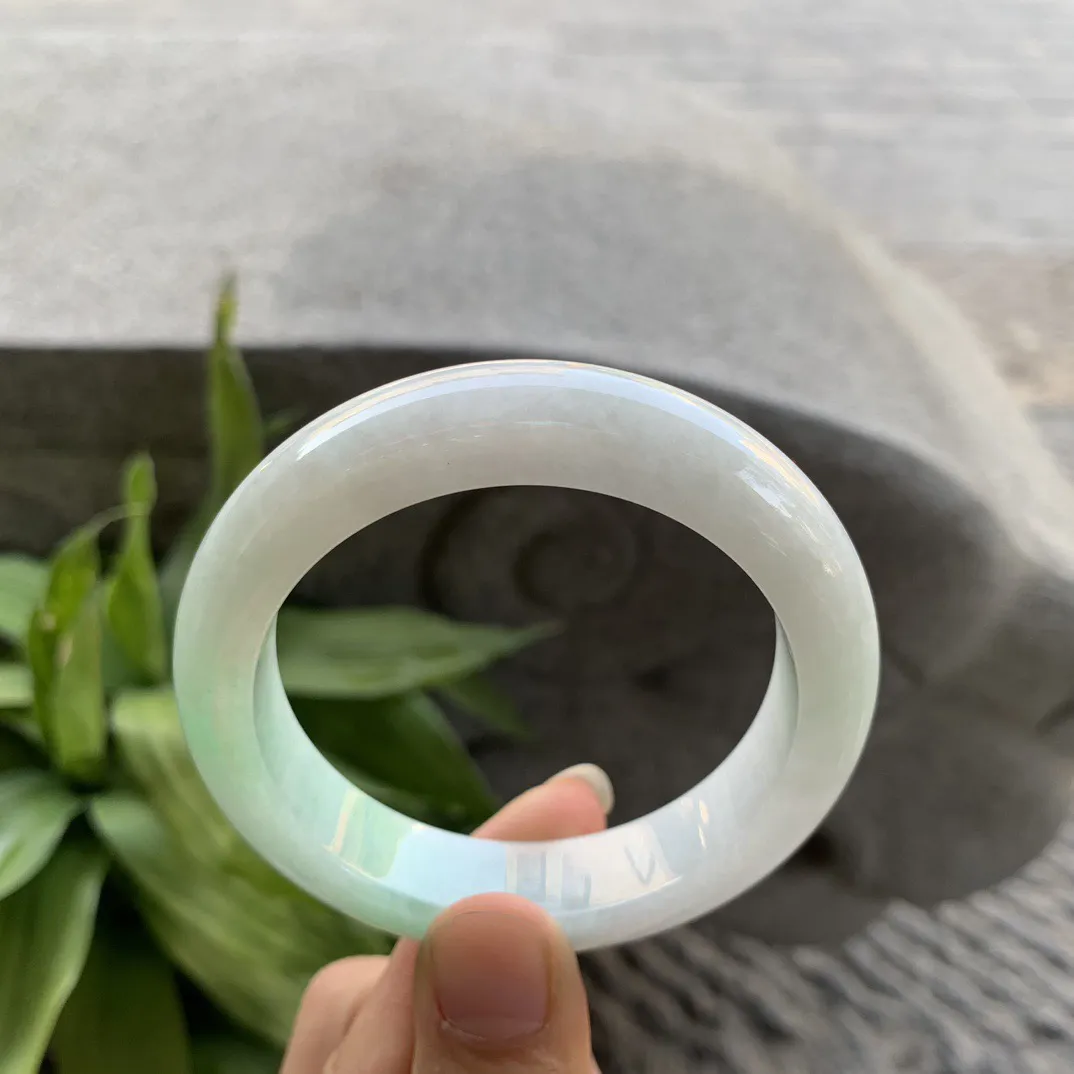 小圈口 53.2-12.5-9【飘绿正圈手镯】正圈53 54可戴