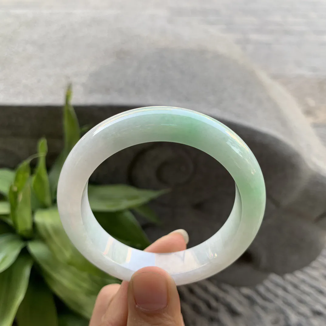 小圈口 53.2-12.5-9【飘绿正圈手镯】正圈53 54可戴