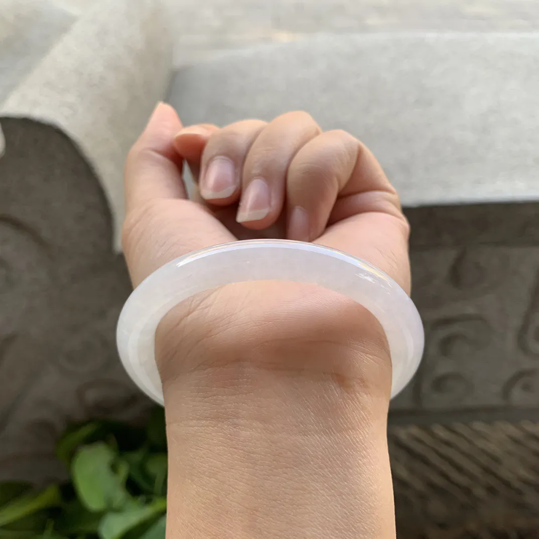 小圈口 53.7-8.1【冰种圆条手镯】圆条53 54可戴