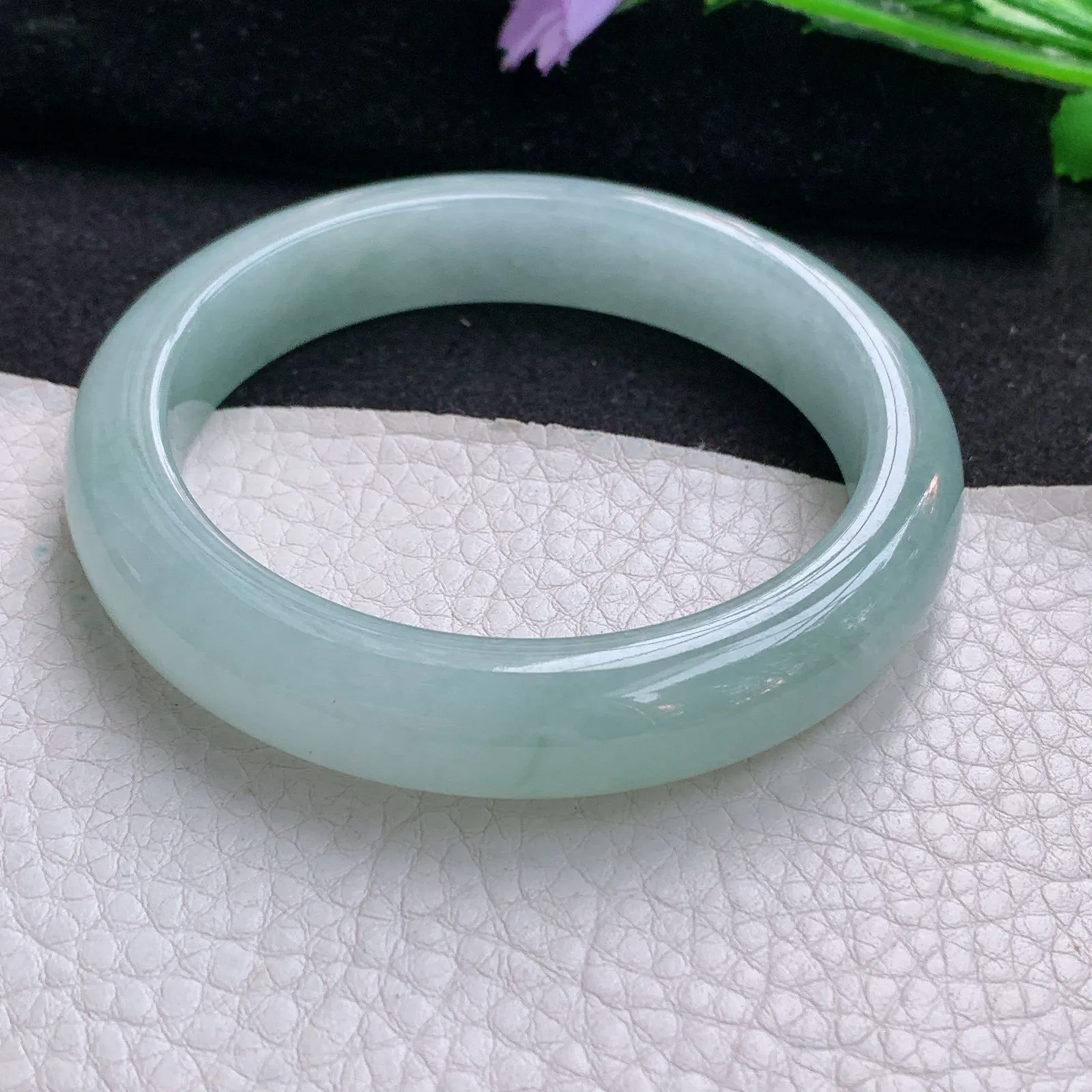 nr实拍57.5*12.3*8.6平安镯 天然缅甸翡翠冰晴蓝韵玉手镯宽边玉手环