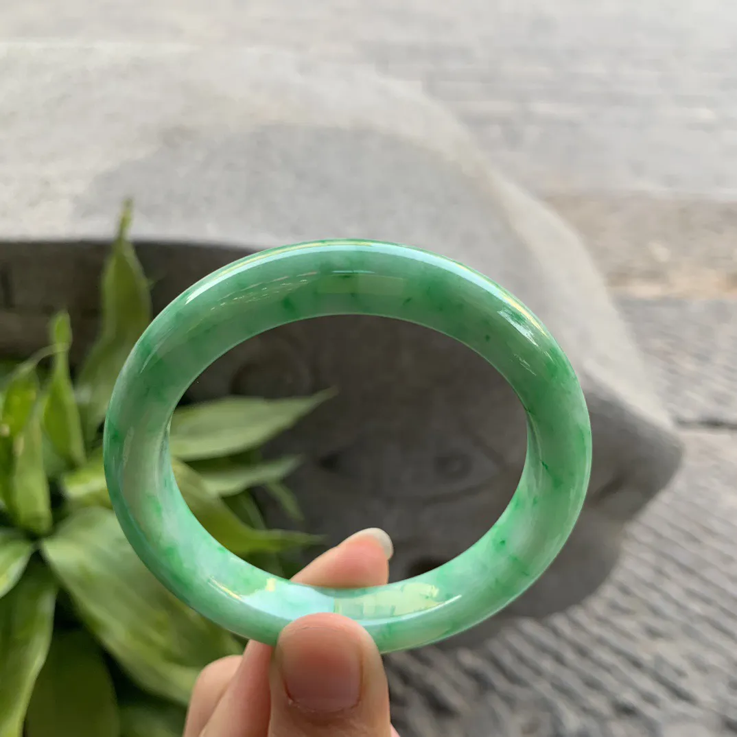 圈口54.5-10.3-8.7【满绿正圈手镯】正圈54 55可戴