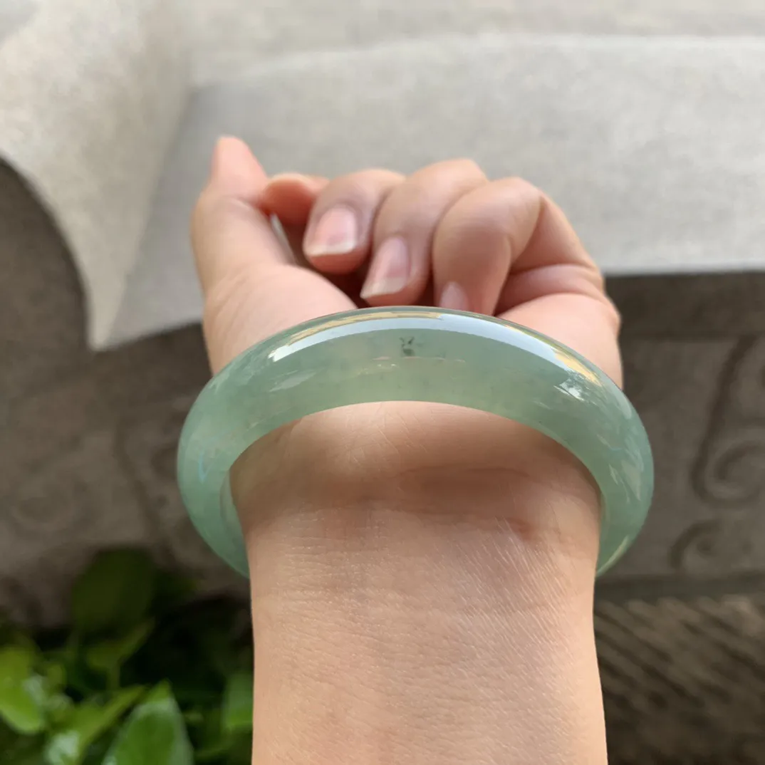 圈口56.5-13.8-7.7 【冰油绿正圈手镯】正圈56 57可戴