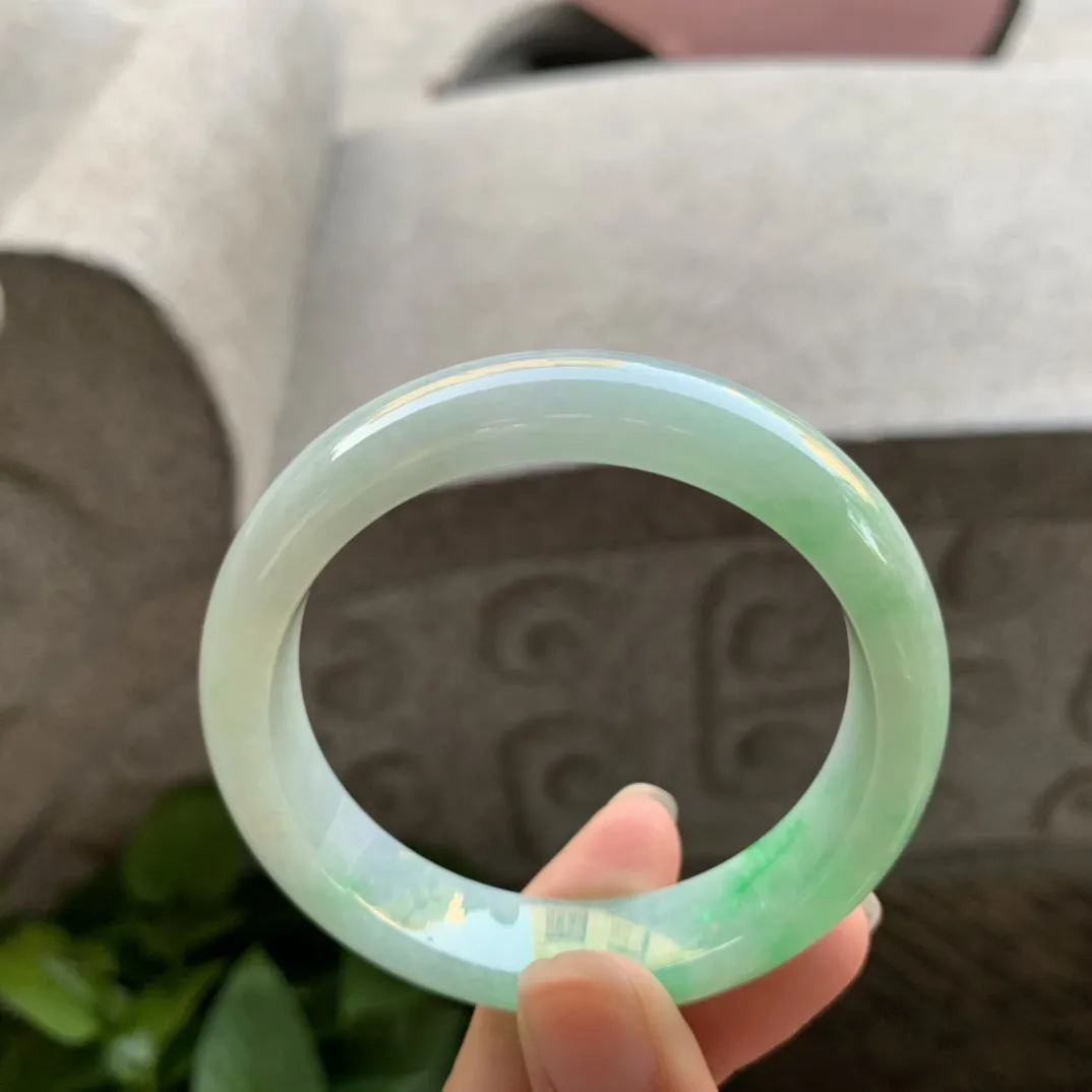 小圈口52.6-12.7-7.7 【飘阳绿正圈手镯】正圈52 53可戴