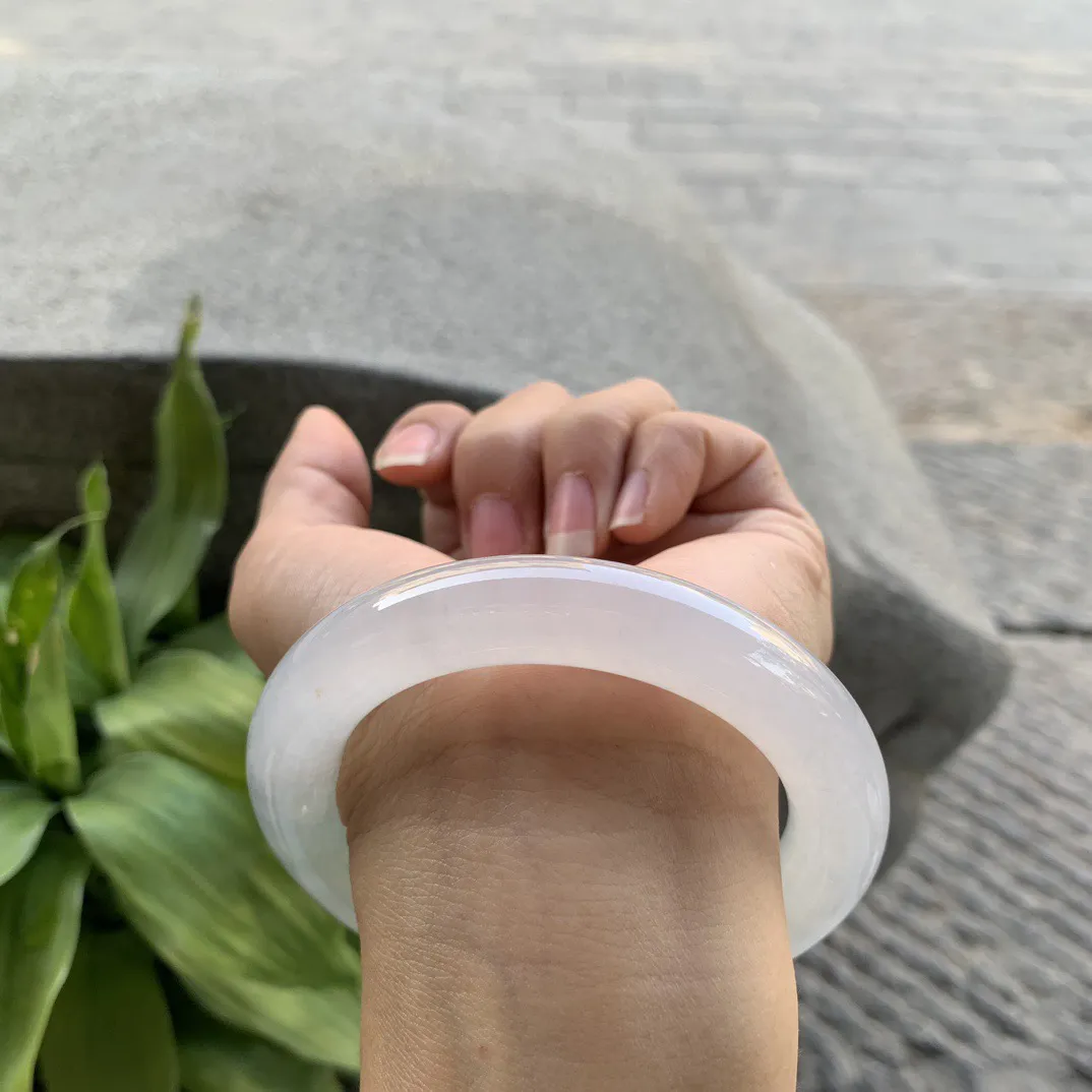 圈口57.3-11.5 【高冰飘花圆条手镯】圆条57 58可戴