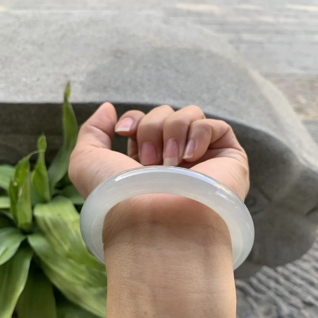 小圈口 53.2-10.3【冰种圆条手镯】圆条53 54可戴