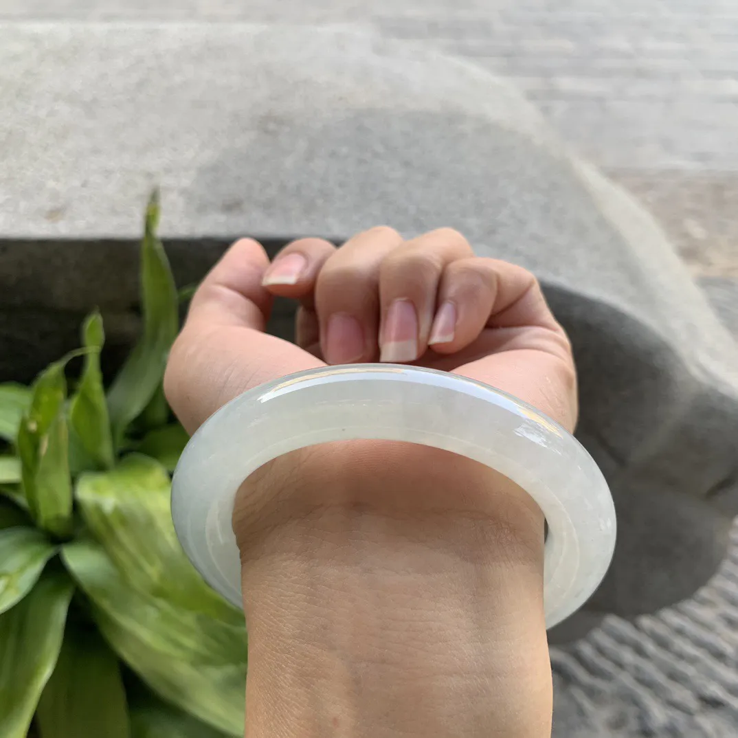 圈口57.7-11.8 【冰种晴水圆条手镯】圆条57 58可戴